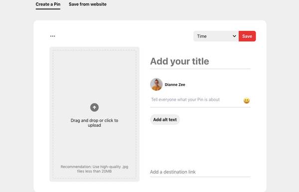 There are sections you can enter related information and add image to create a pin.