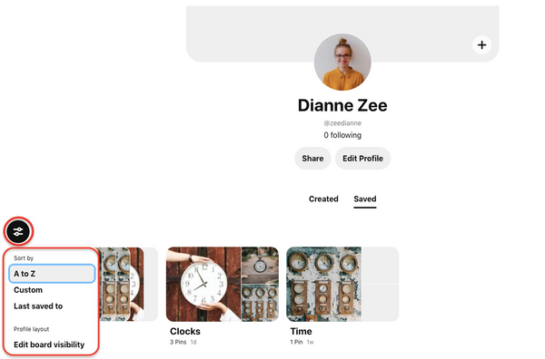 You can click on settings of boards to arrange them.