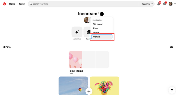 You can archive the Pinterest boards