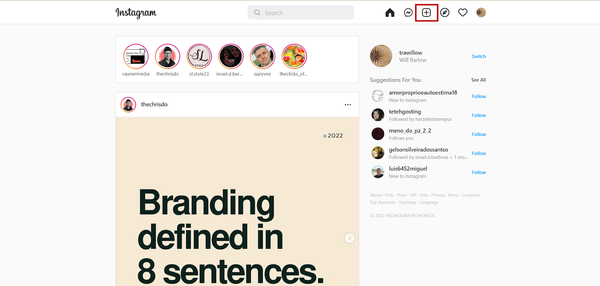 "+" sign on the home page