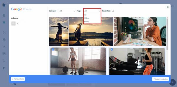 Select images from Google Photos