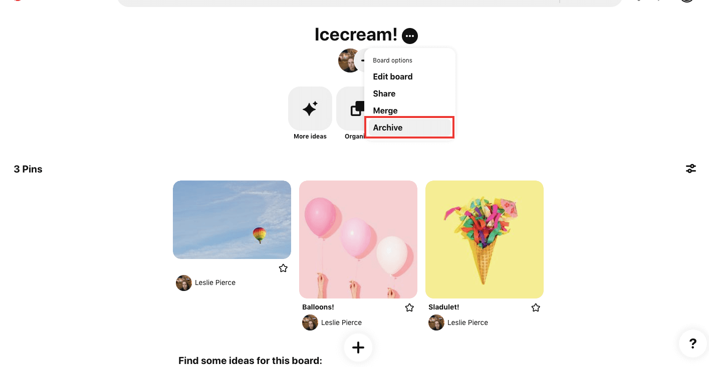 Pinterest offers you the option to archive boards instead of permanently deleting them.