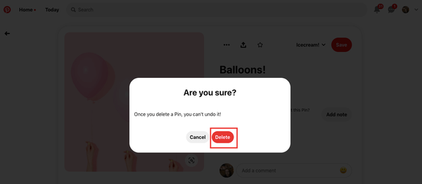 unsave a pin on Pinterest