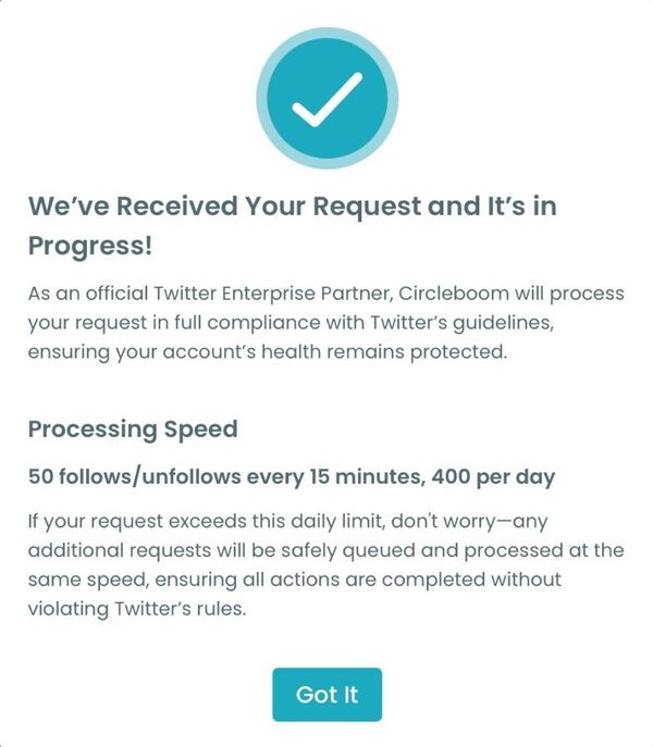 Circleboom Twitter - Follow Request Processing Speed